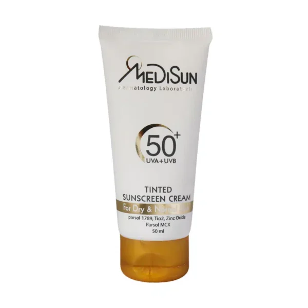 کرم ضد آفتاب رنگی SPF50 مدیسان مناسب پوست معمولی و خشک ۵۰ میلی لیتر - 1