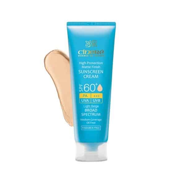 کرم ضد آفتاب رنگی SPF60 سینره فاقد چربی 50 میلی لیتر